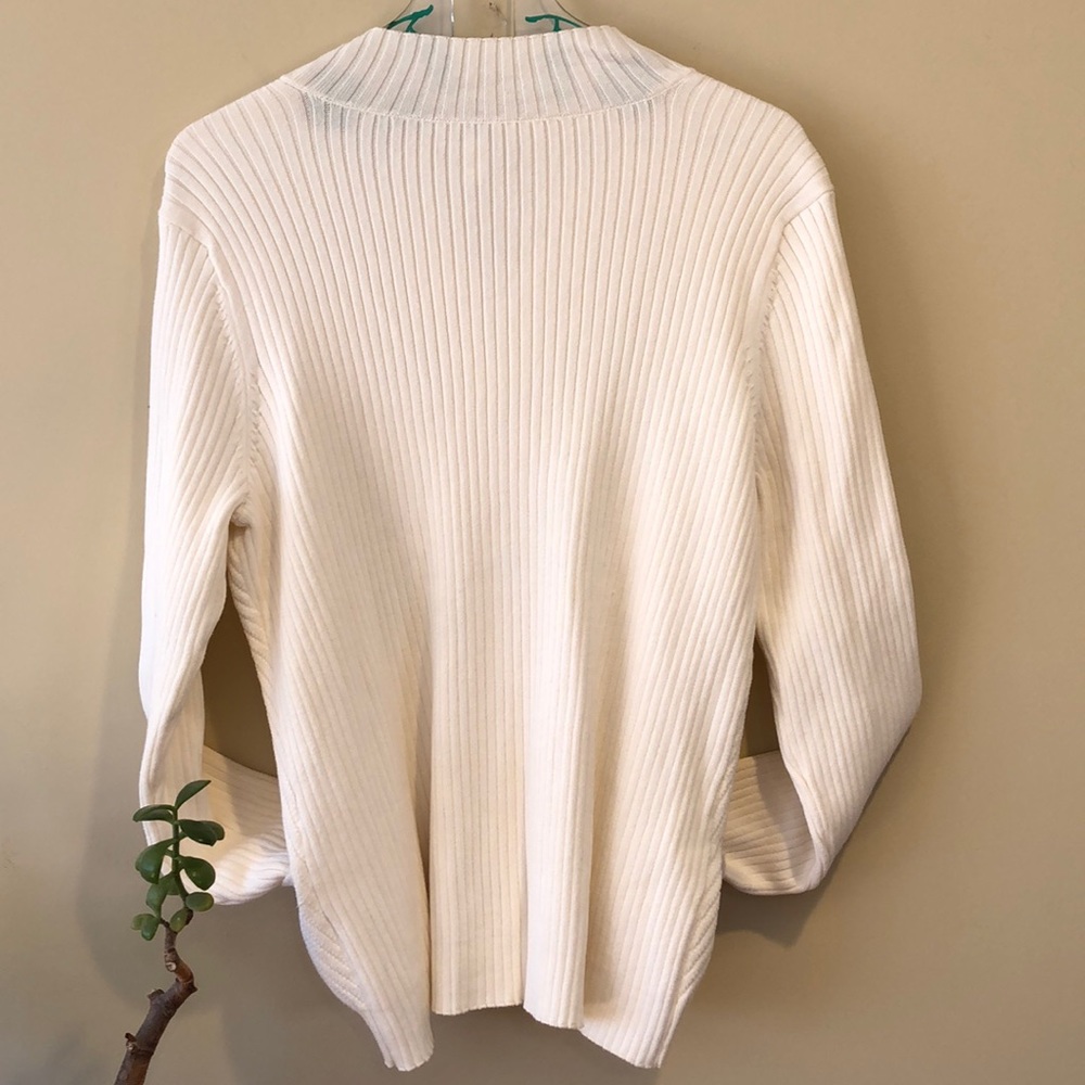 Zenergy NWT Ribbed Zip Sweater Ecru sz 1 (SMALL) - Picture 2 of 6